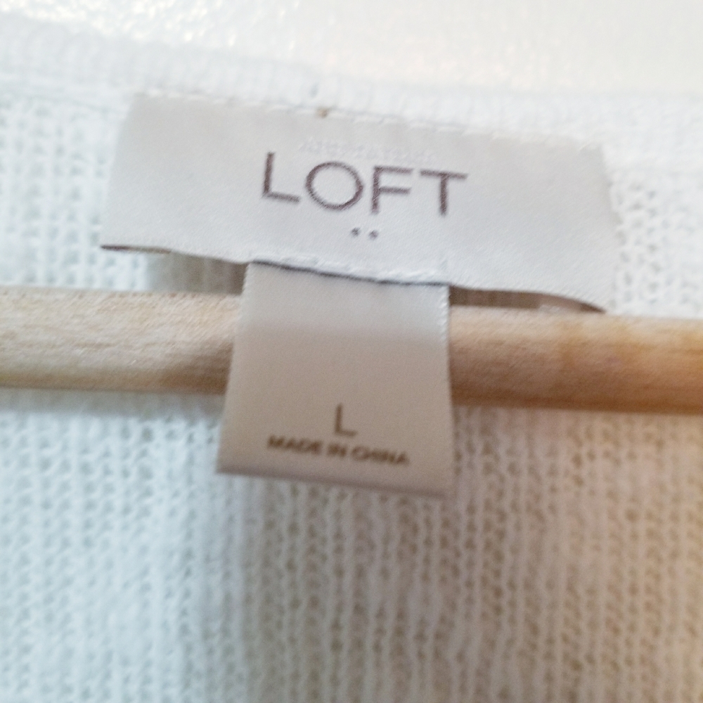 LOFT White Crew Neck Sweater Soft Knit Essential - Picture 5 of 6